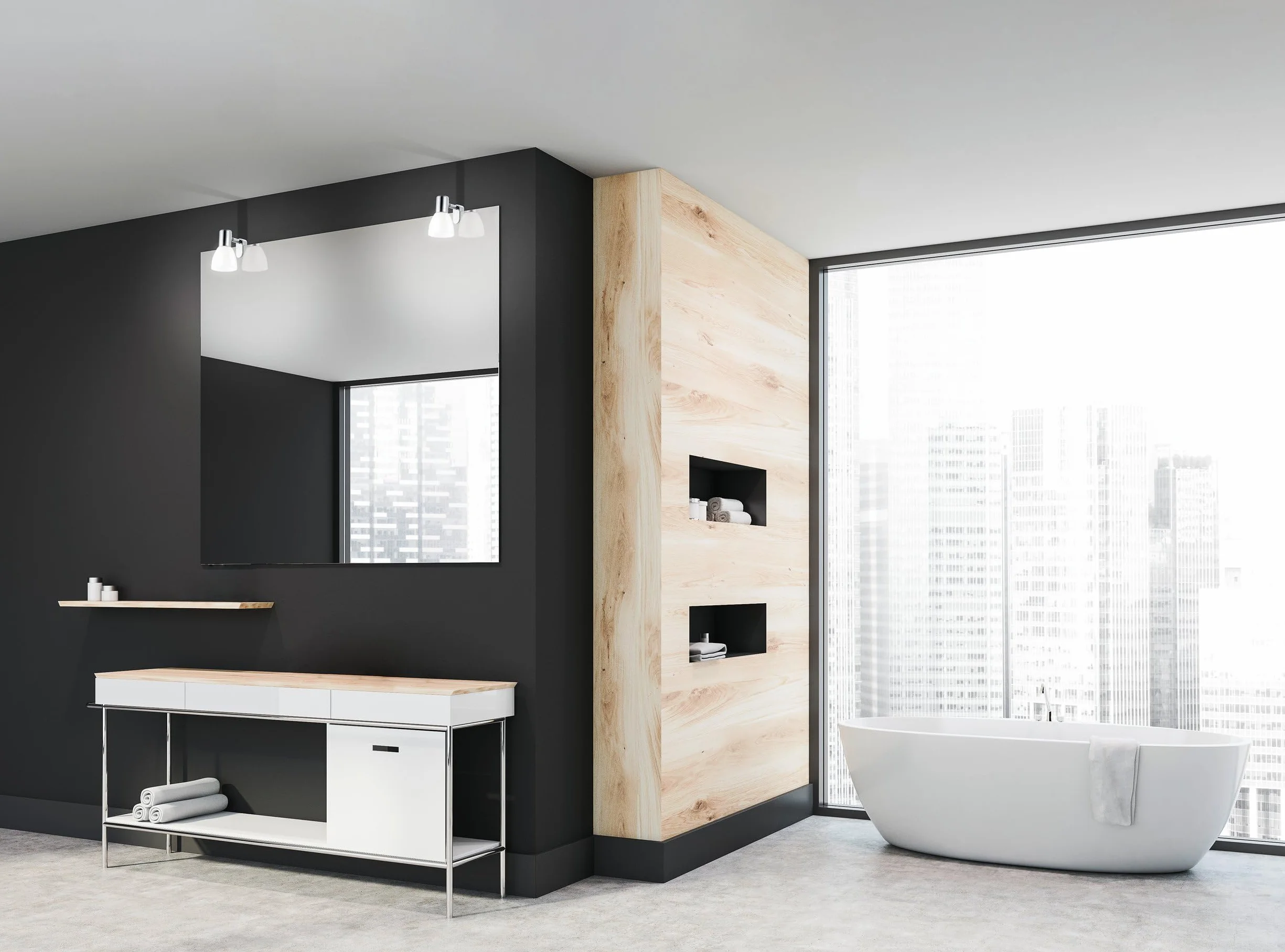 Eglo Lámpara de espejo con adhesivo, aplique de pared de metal y cristal opalino mate, lámpara para cuarto de baño en cromo, blanco, luz antihumedad, IP44, casquillo E14