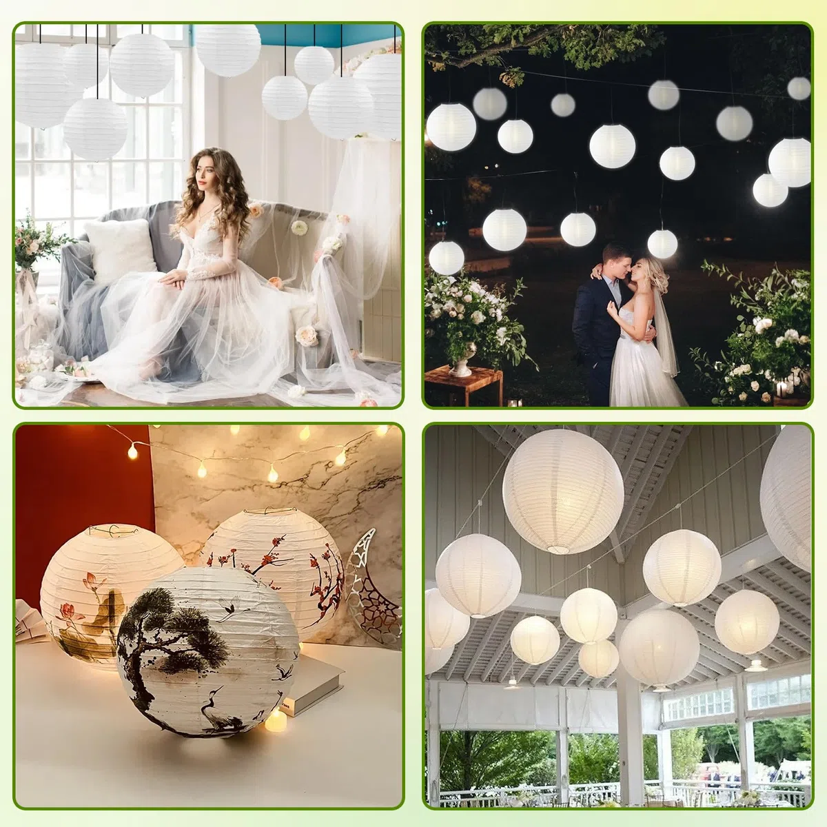 30 Piezas Linternas de Papel Blanco Farolillos de Papel para Bodas Comuniones Decoraciones de Fiestas de Jardín