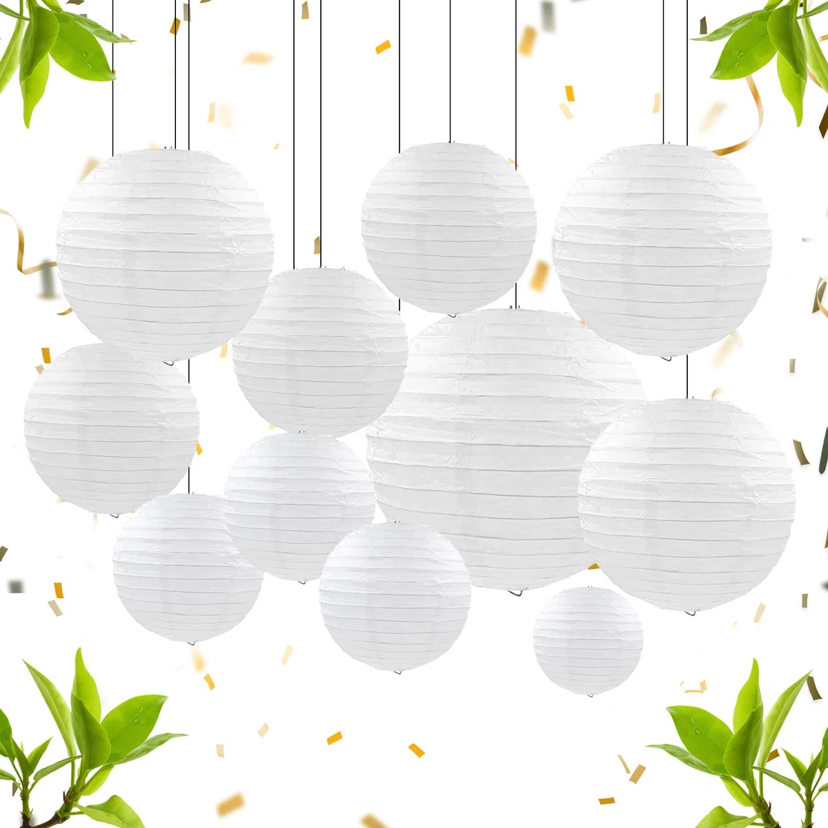 30 Piezas Linternas de Papel Blanco Farolillos de Papel para Bodas Comuniones Decoraciones de Fiestas de Jardín