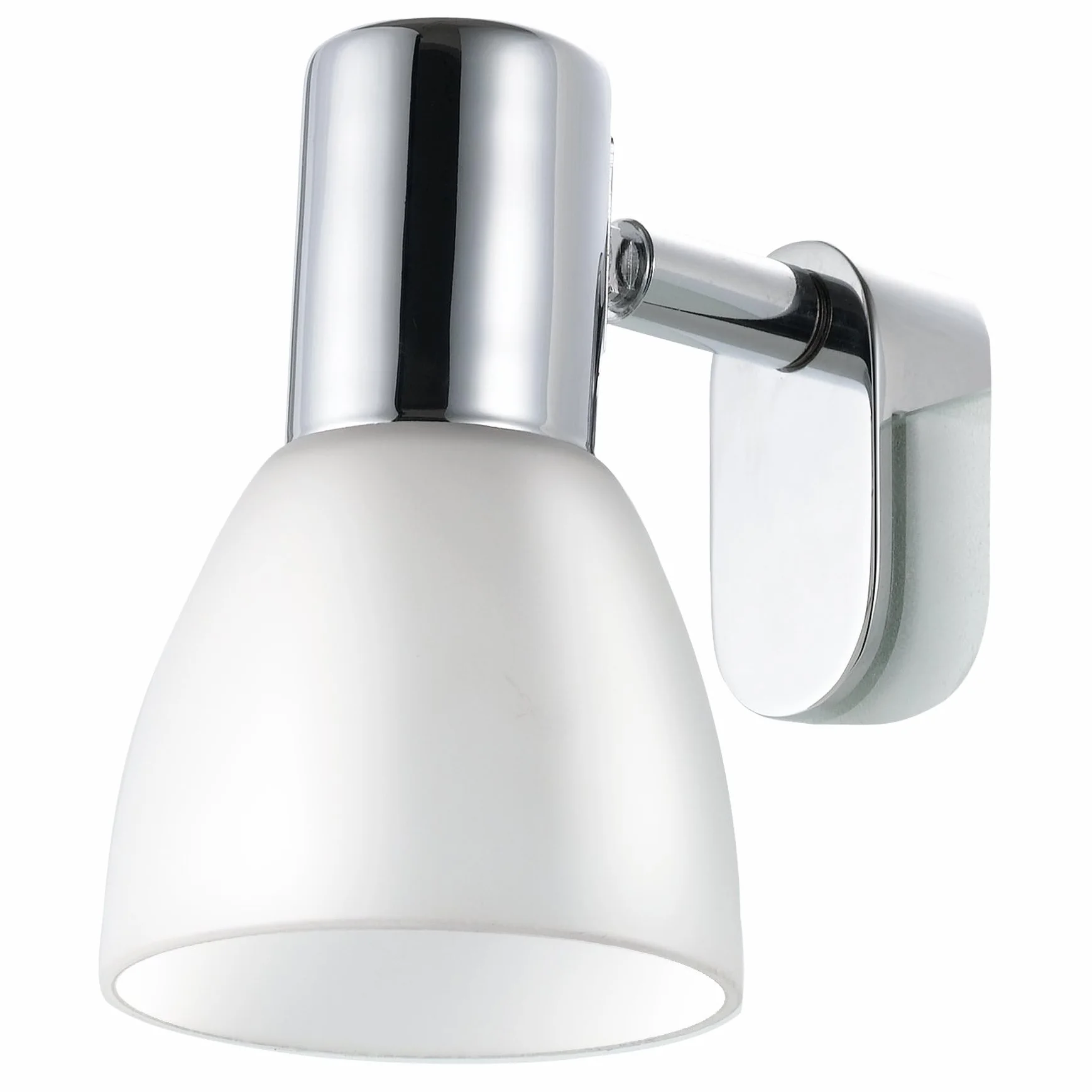 Eglo Lámpara de espejo con adhesivo, aplique de pared de metal y cristal opalino mate, lámpara para cuarto de baño en cromo, blanco, luz antihumedad, IP44, casquillo E14