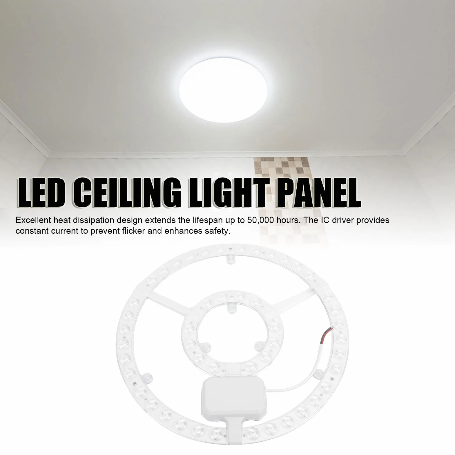 Greensen Luz LED de Techo, Panel Redondo Magnético de Reemplazo de 48W y 10.6 Pulgadas con Luz Difusa 360 y Vida Útil de 50000 Horas, para Luces de Ventilador de Techo Empotradas