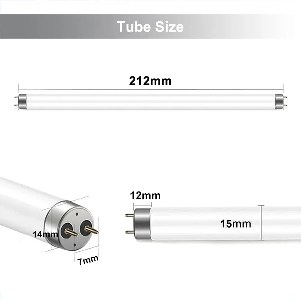 T5 6W Tubos Fluorescentes 212mm(excluyendo pines) Paquete De 2, Casquillo G5, Blanco Frío 4000K, 480 LM, Lámpara De Bajo Consumo, Luz De Emergencia De Bajo Consumo Para Cocina, Baño, Armario Y Garaje