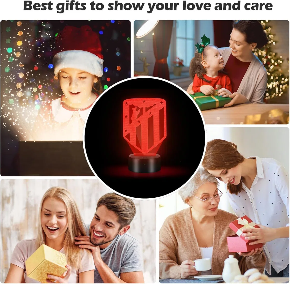 Atletico de madrid Lámpara 3D Regalos, Atletico de madrid Fútbol Lámpara, 16 Colores de Iluminacion y Mando a Distancia