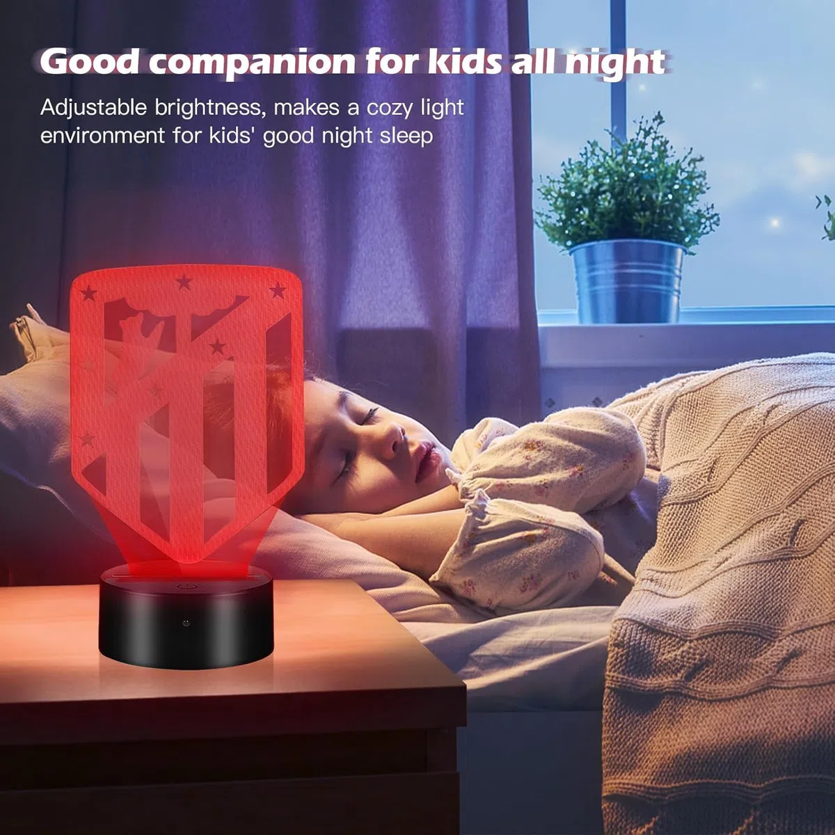 Atletico de madrid Lámpara 3D Regalos, Atletico de madrid Fútbol Lámpara, 16 Colores de Iluminacion y Mando a Distancia