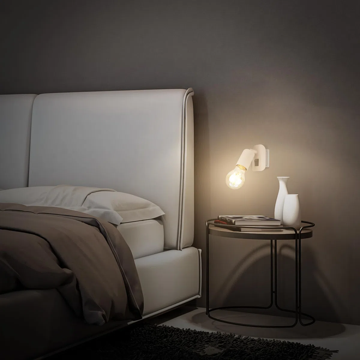 BRILONER - Aplique pared interior con interruptor, orientable, casquillo E27, enchufe, apliques dormitorio, lampara pared, apliques, 9,5x6,7x7,8 cm, beige