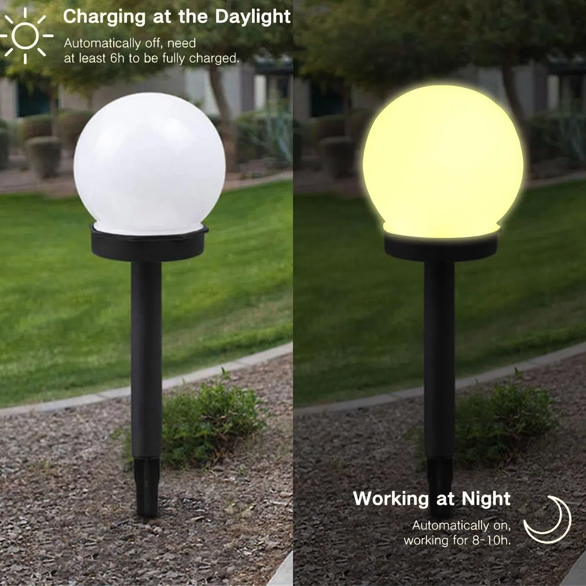 Shengruili 3 piezas de lámparas solares para exteriores en forma de bola, lámpara solar de jardín, lámparas solares impermeables para jardín, lámpara solar de jardín impermeable, lámparas solares de